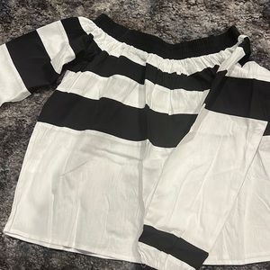 Black and white off the shoulder top